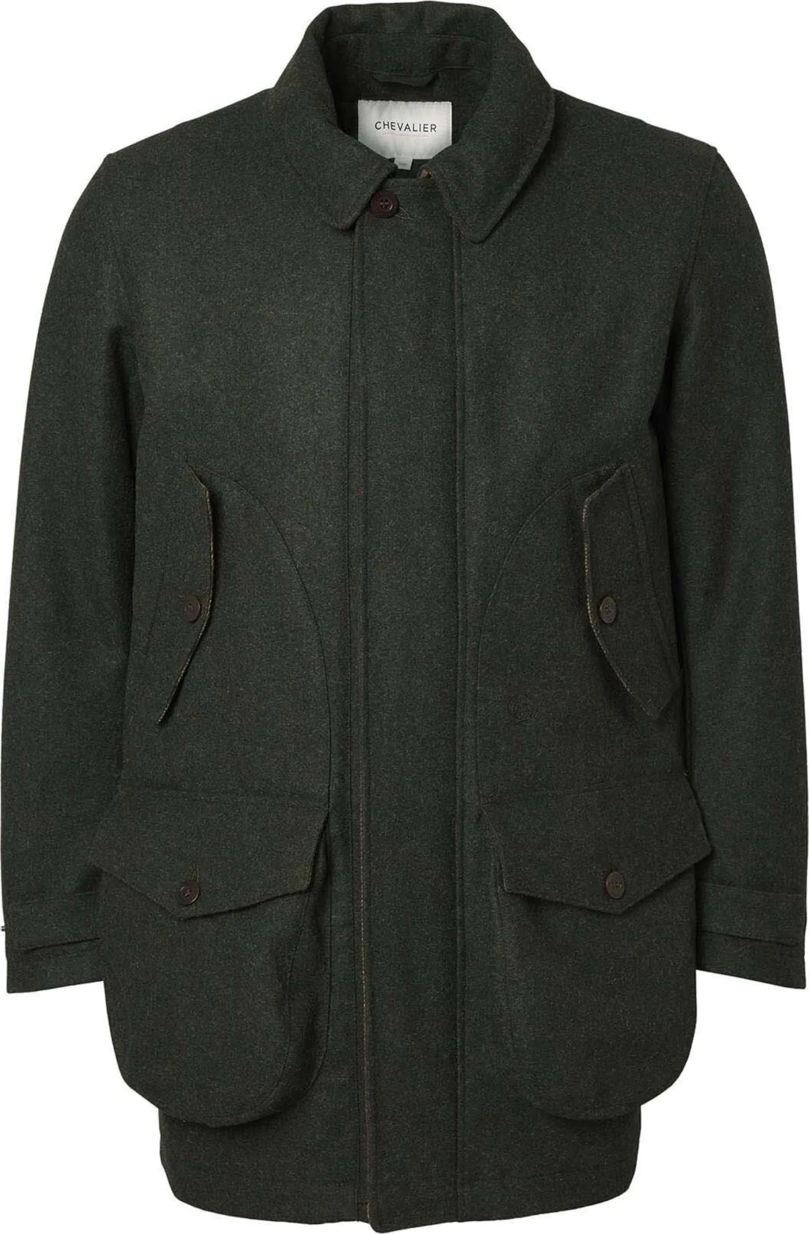 Chevalier Men's Burley Chevalite Wool Coat, Dark Green Melange