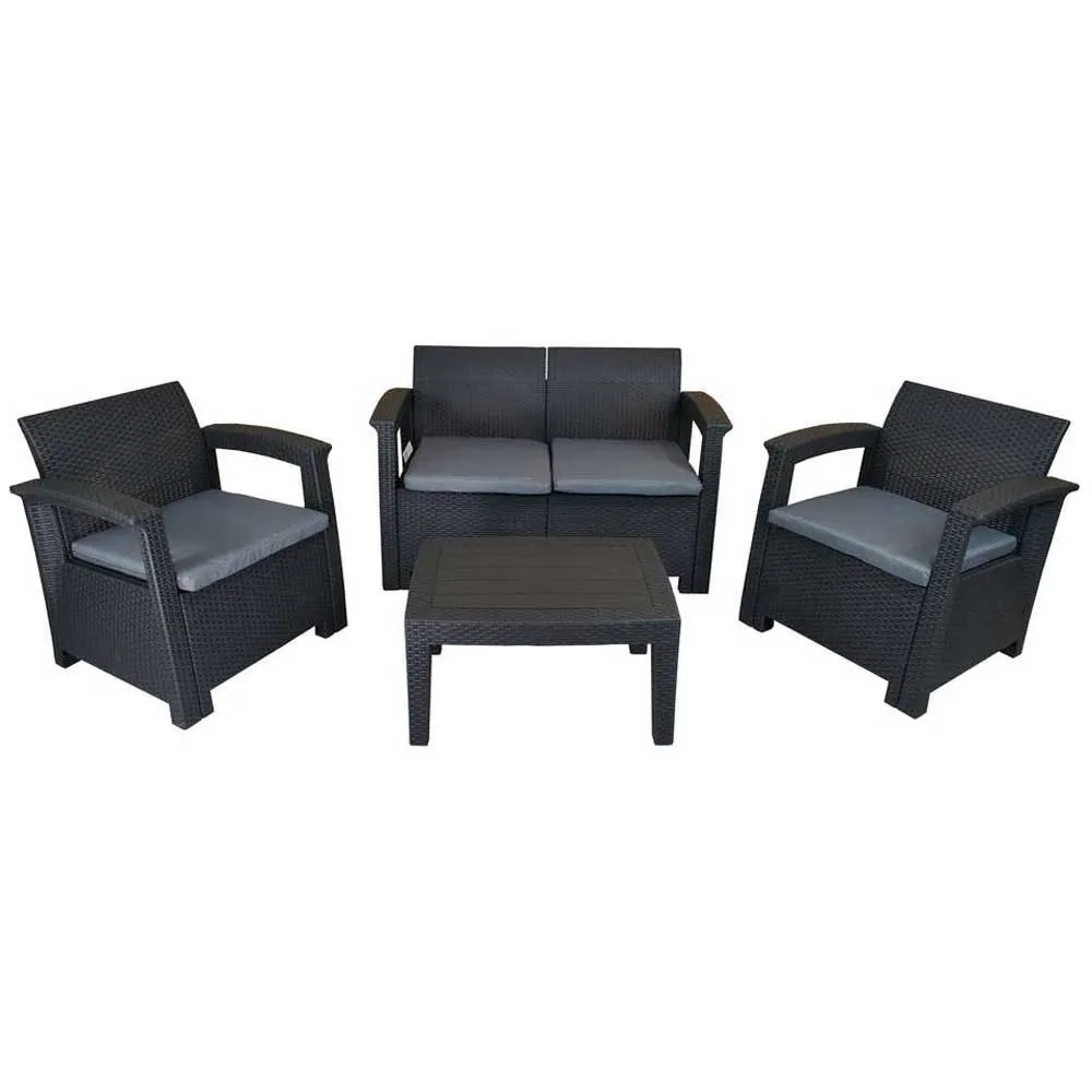 Chillvert Capri Resin Trädgårdsmöbelset Med Rotan-effekt unisex, Anthracite / grey, One Size