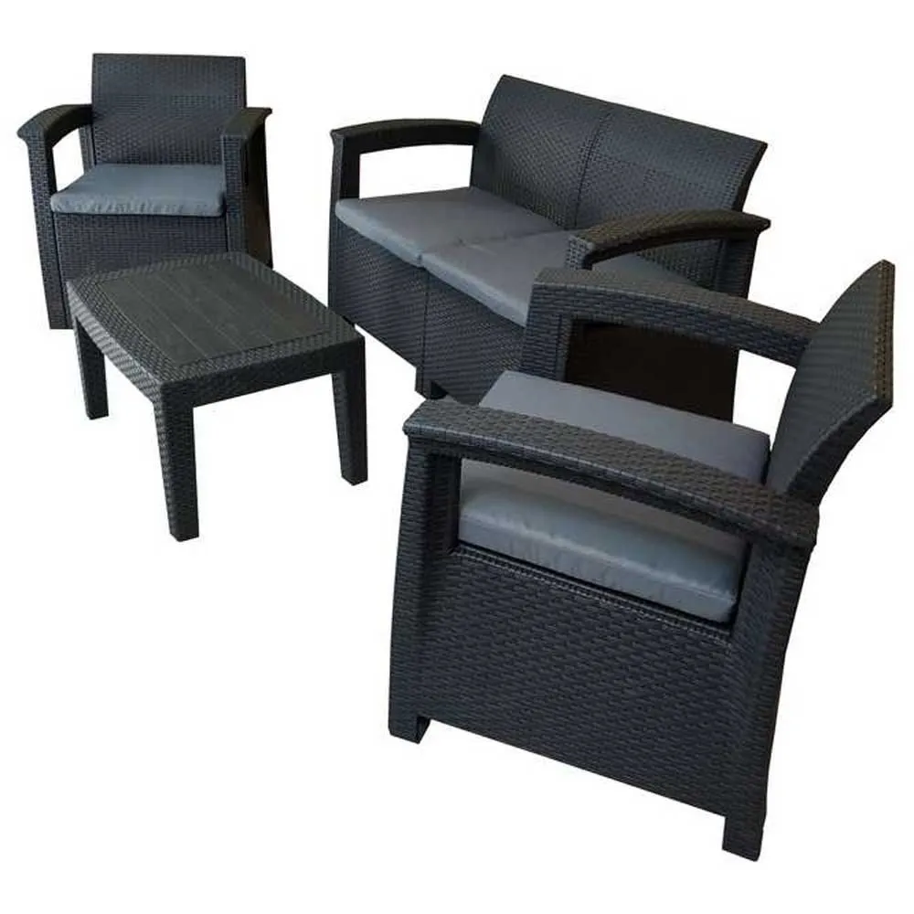 Chillvert Capri Resin Trädgårdsmöbelset Med Rotan-effekt unisex, Anthracite / grey, One Size