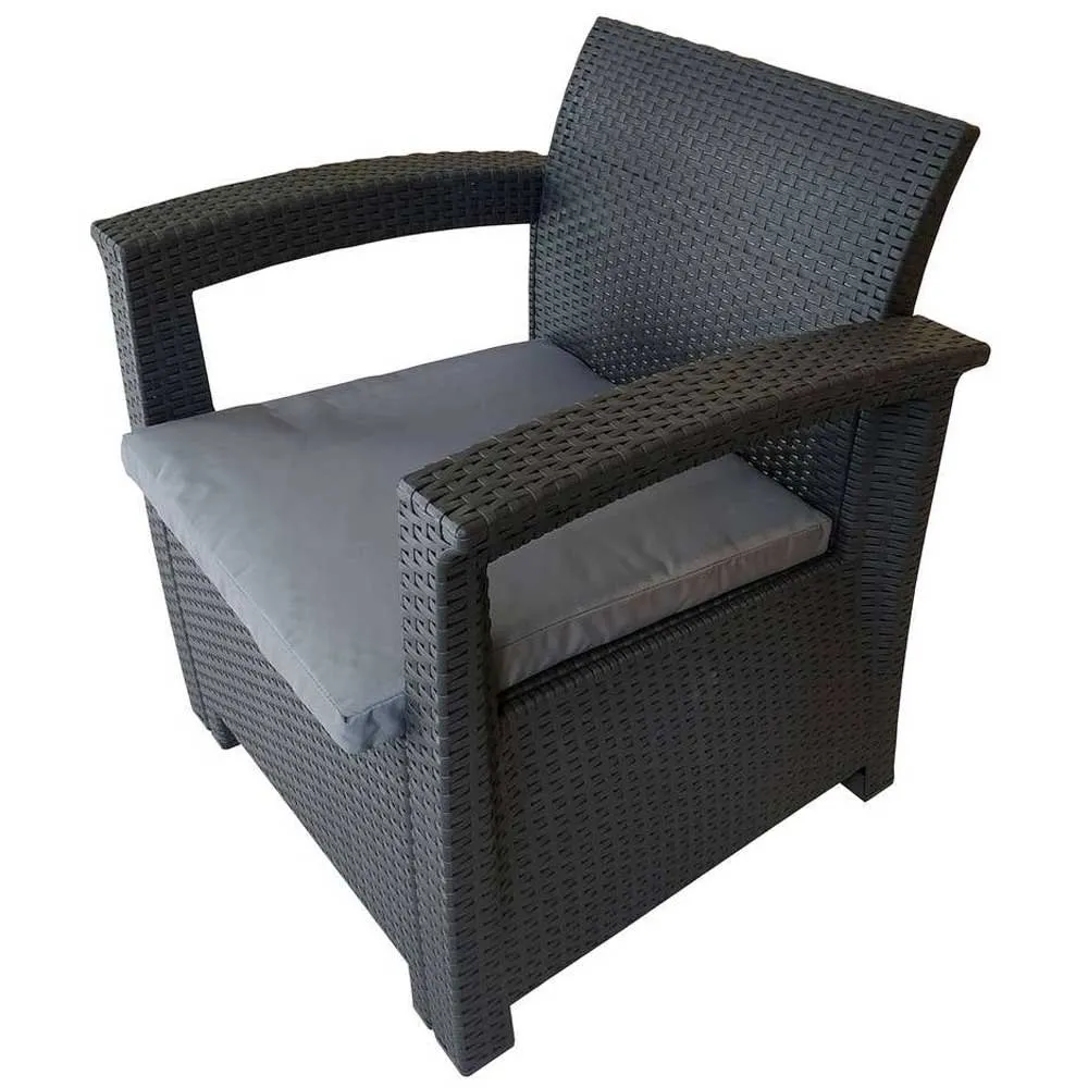 Chillvert Capri Resin Trädgårdsmöbelset Med Rotan-effekt unisex, Anthracite / grey, One Size