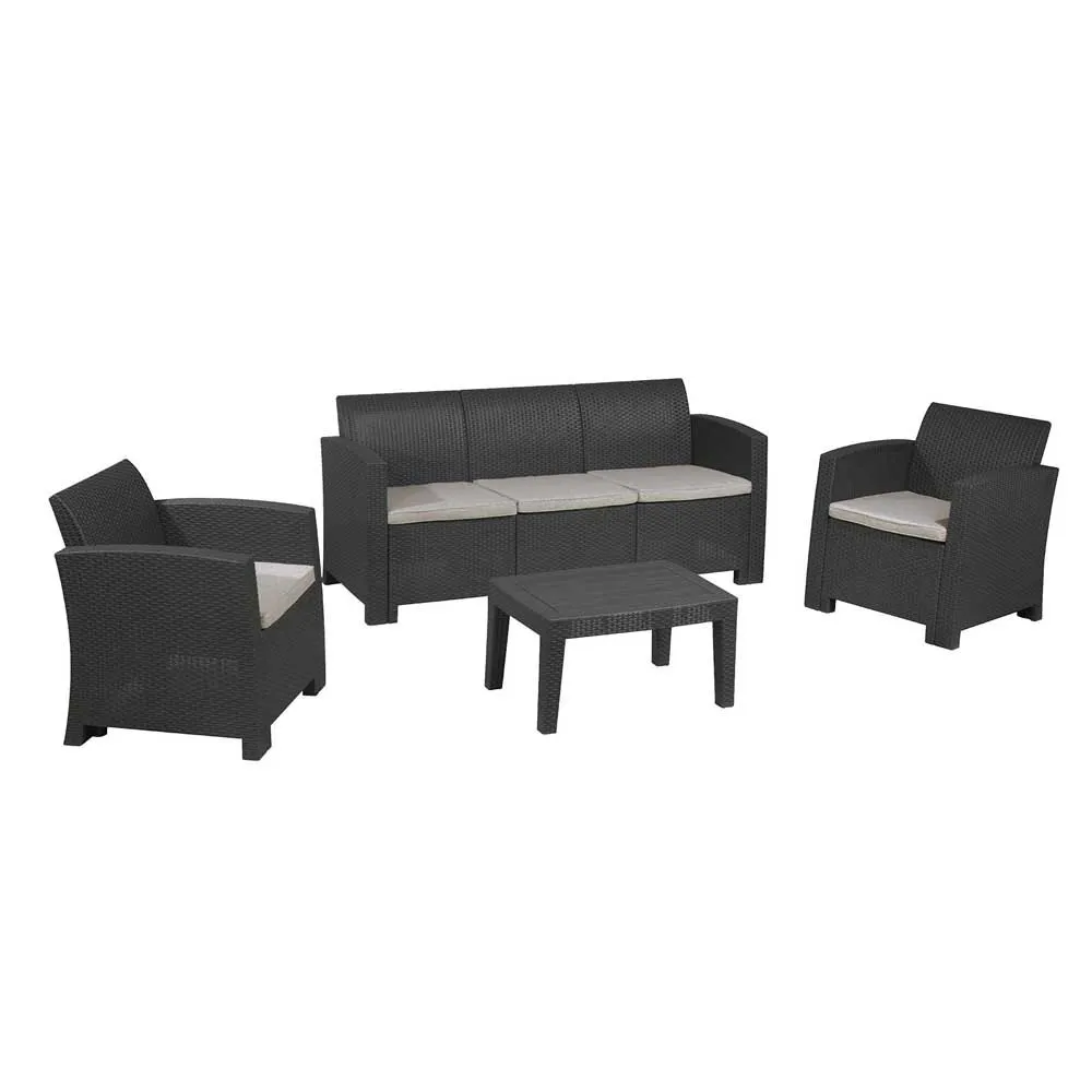 Chillvert Salerno Resin Trädgårdsmöbelset Med Rotan-effekt unisex, Chocolate / beige, One Size
