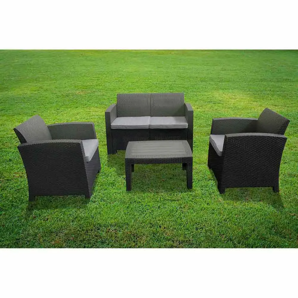 Chillvert Siena Resin Trädgårdsmöbelset Med Rotan-effekt unisex, Anthracite / grey, One Size