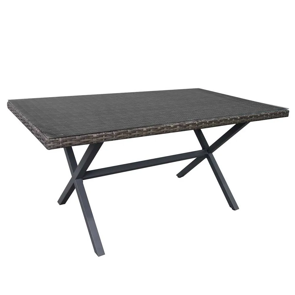 Chillvert Stål Varenna Rektangulärt Bord I Glas Och Syntetisk Rotting 160x90x73 Cm unisex, Grey / brown, One Size Chillvert Stål Varenna Rektangulärt Bord I Glas Och Syntetisk Rotting 160x90x73 Cm unisex, Grey / brown, One Size