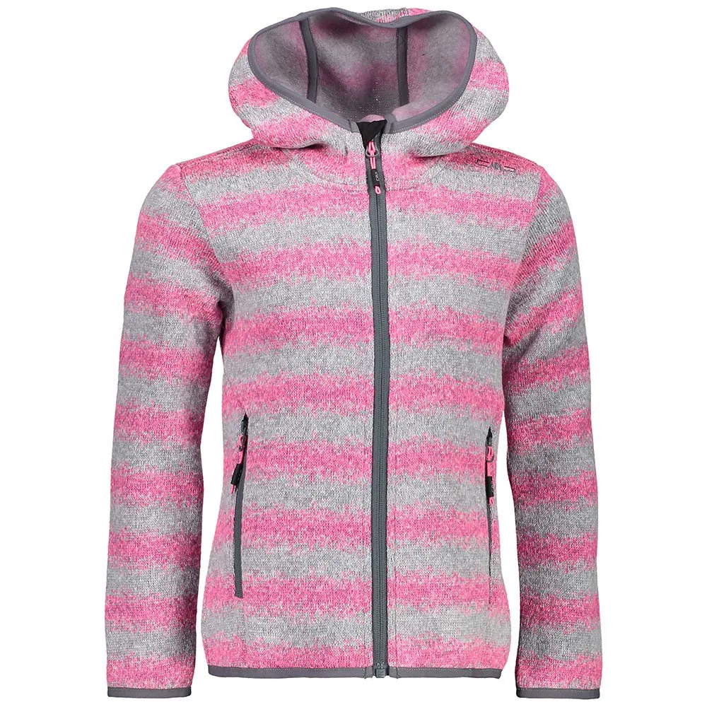CMP 39h0955 Fleecejacka Med Huva, Fuchsia fluo / rock, 3Y