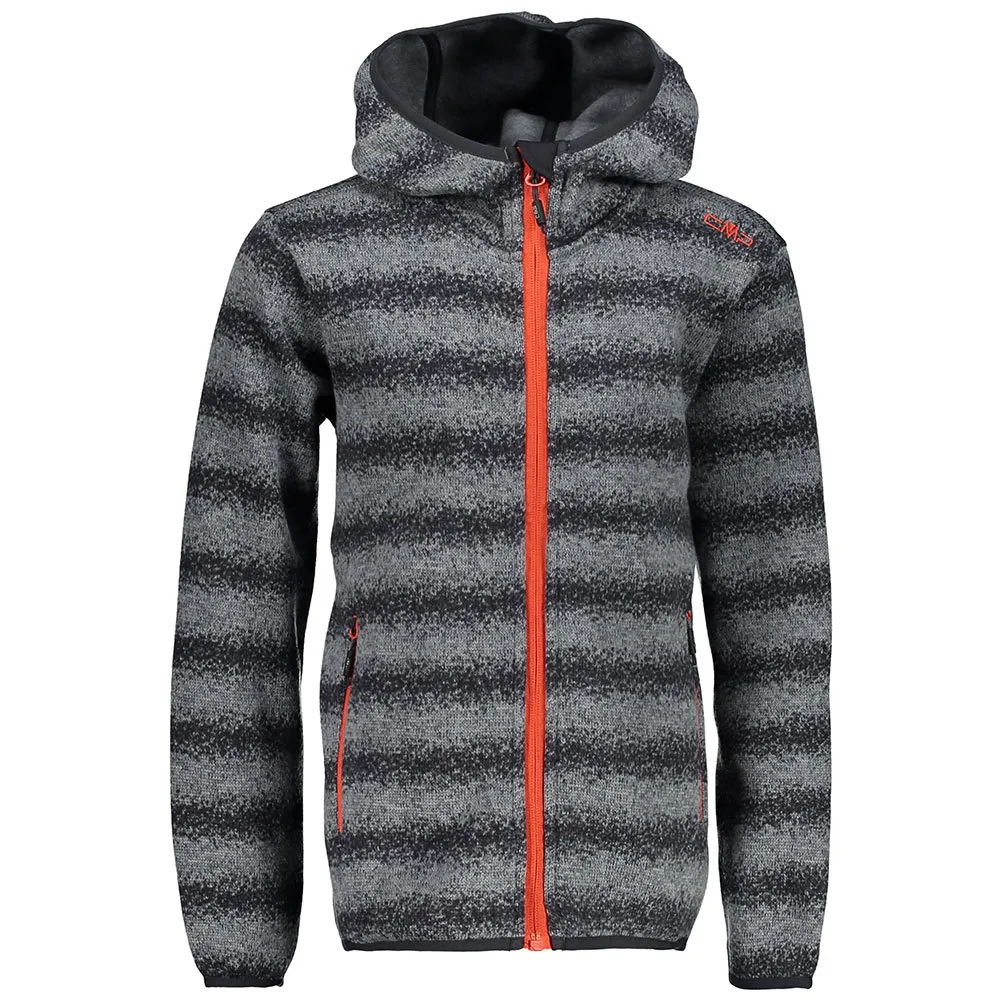 CMP 39h0964 Fleecejacka Med Huva, Silver / asphalt, 24MON