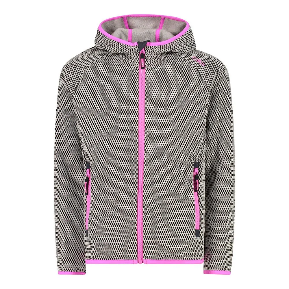 CMP Fix Hood 32h1325 Fleecejacka Med Huva, Bone / black, 3Y