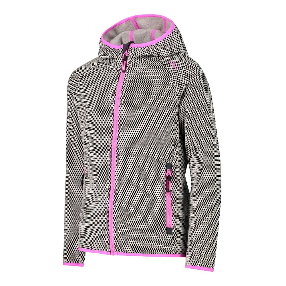 CMP Fix Hood 32h1325 Fleecejacka Med Huva, Bone / black, 3Y