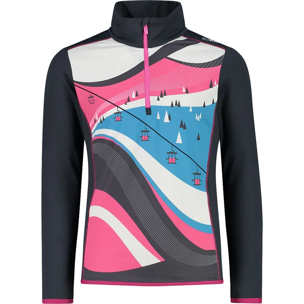 CMP Sweat 31l0795 Fleece Med Halv Dragkedja, Titanium / purple fluo, 3Y