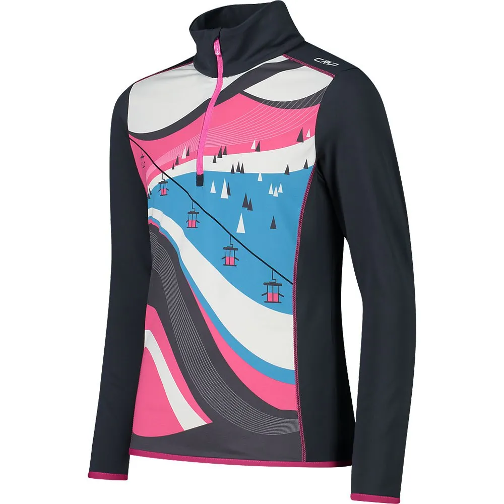 CMP Sweat 31l0795 Fleece Med Halv Dragkedja, Titanium / purple fluo, 3Y