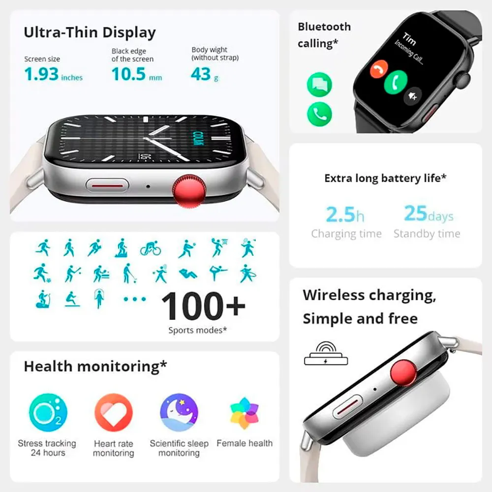Colmi C8 Max C-serien Smartwatch, Silver