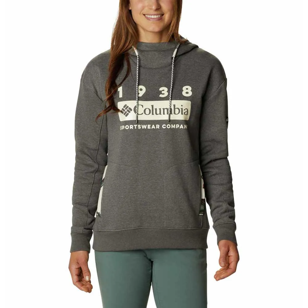 Columbia Lodge Tröja Med Huva, Charcoal heather / botanical print
