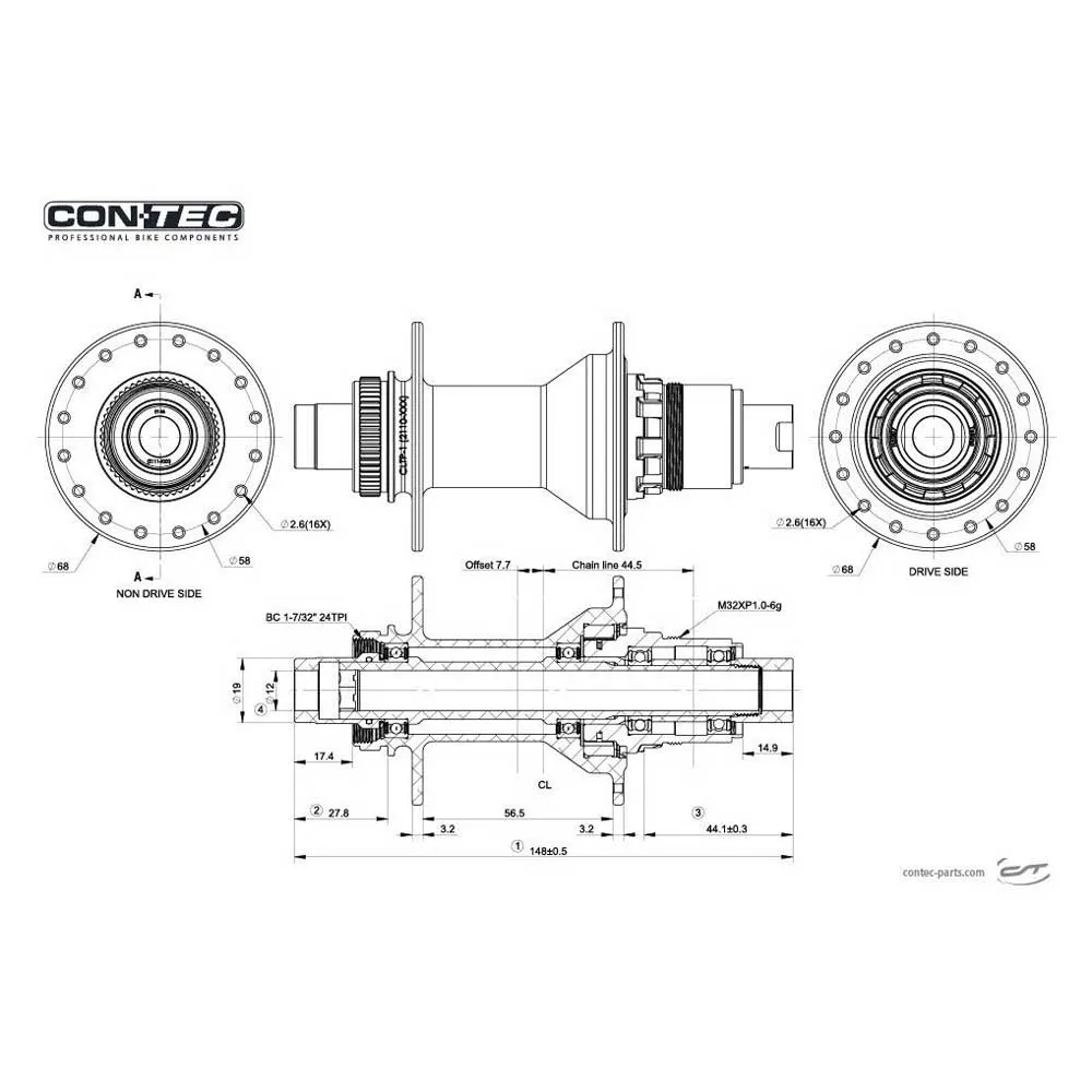 Con-Tec Core Cl Disc Boost Shimano/sram Hg Baknav, Black, 32H, 12 x 148mm Con-Tec Core Cl Disc Boost Shimano/sram Hg Baknav, Black, 32H, 12 x 148mm