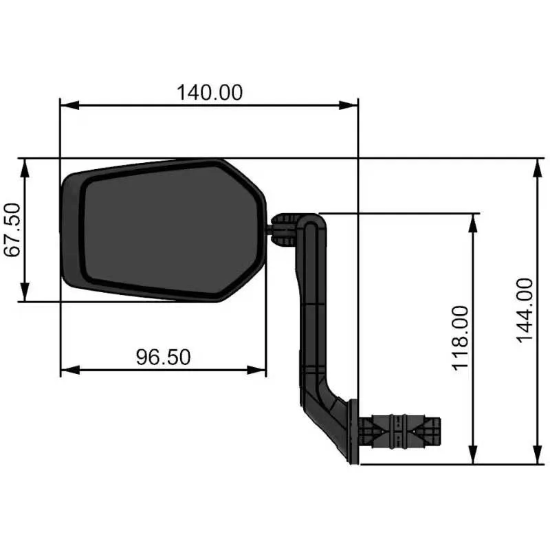 Con-Tec E-view Evo M Backspegel, Black / black, One Size Con-Tec E-view Evo M Backspegel, Black / black, One Size