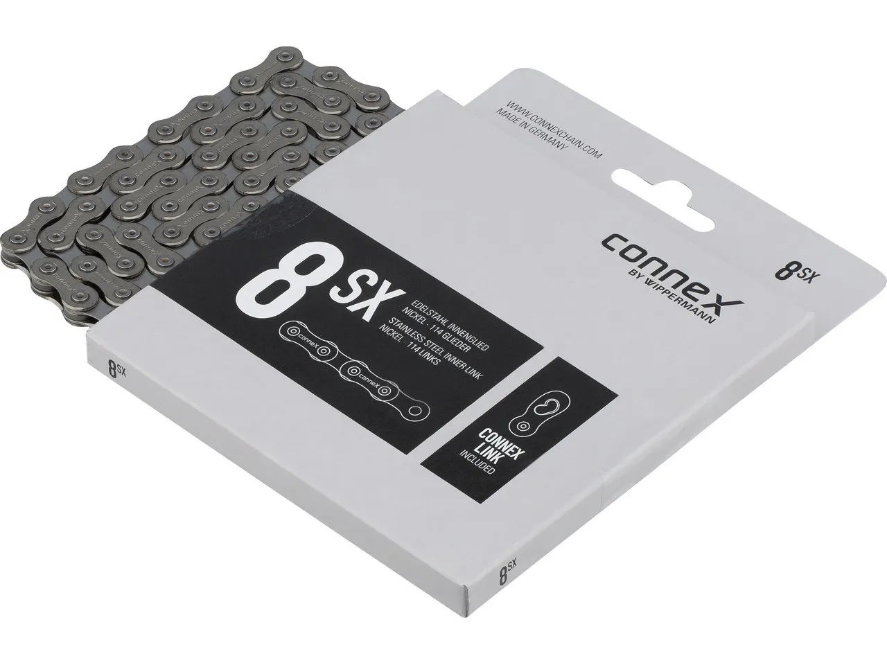 Connex 8sX 8-fach Edelstahl Kette, Silver, 114 Links