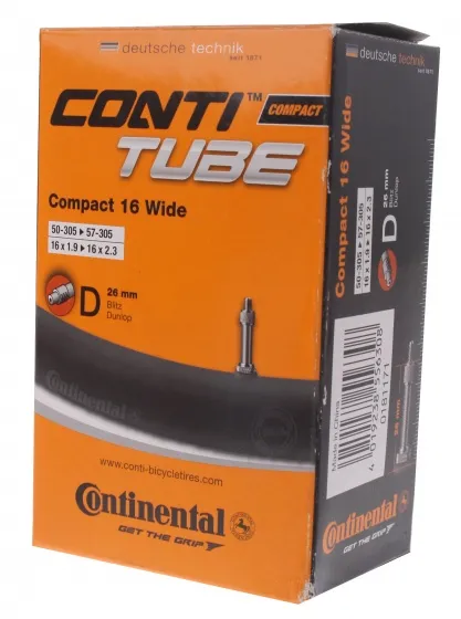 Continental 16"Slang 50/62-305 med 26mm dunlop ventil