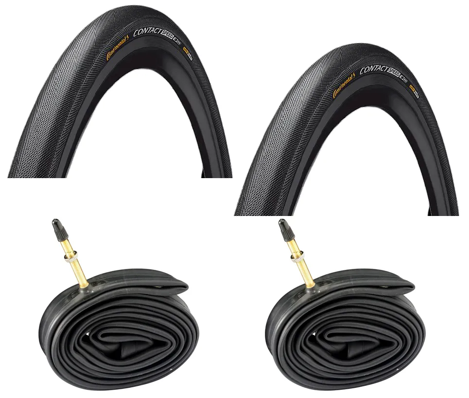 Continental 2 Däck + 2 Slangar Continental Contact Speed 700x28 (28-622) med reflex Racer ventil Continental 2 Däck + 2 Slangar Continental Contact Speed 700x28 (28-622) med reflex Racer ventil