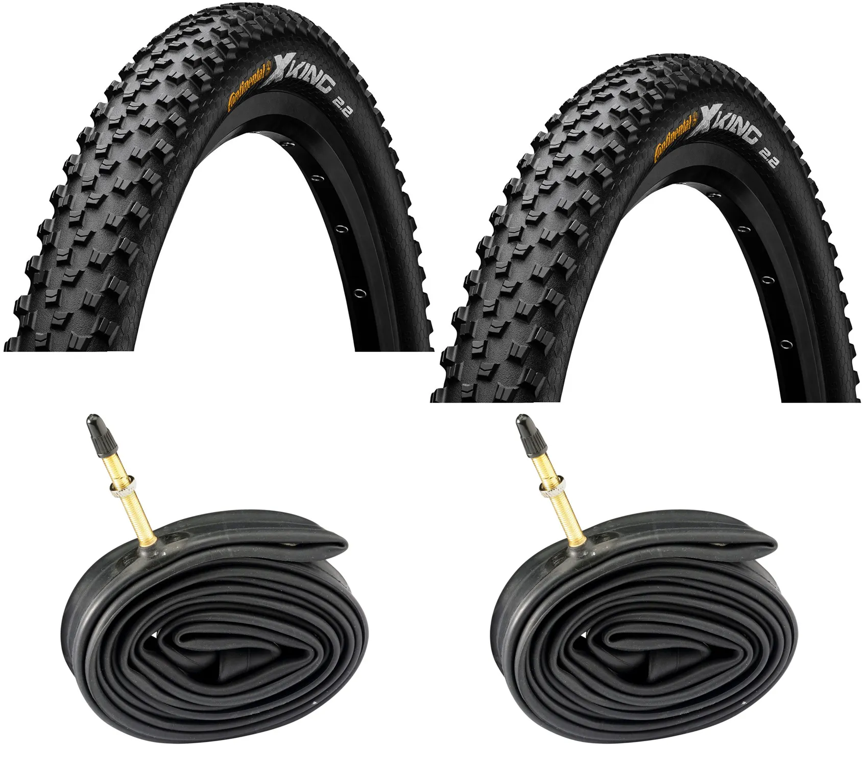 Continental 2 Däck + 2 Slangar Continental Cross King II 29"x 2,20"Vikbart däck med Presta Ventil Continental 2 Däck + 2 Slangar Continental Cross King II 29"x 2,20"Vikbart däck med Presta Ventil