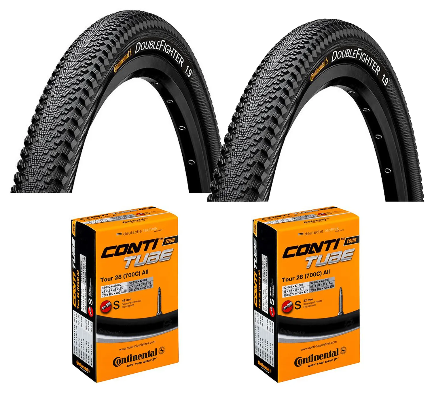 Continental 2 Däck + 2 Slangar MTB däck Continental Double fighter III 700x35 (37-622) racer ventil Continental 2 Däck + 2 Slangar MTB däck Continental Double fighter III 700x35 (37-622) racer ventil