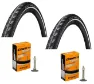 Continental 2 Däck + 2 Slanger Continental Contact 700x35C (37-622) med reflex dunlop ventil