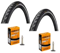 Continental 2 Däck + 2 Slanger Continental Contact 700x35C (37-622) med reflex dunlop ventil Continental 2 Däck + 2 Slanger Continental Contact 700x35C (37-622) med reflex dunlop ventil