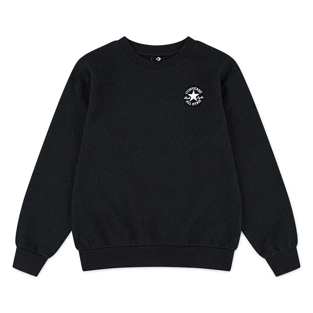 Converse Novelty Logo Texture Crew Tröja, Black, 13-15Y