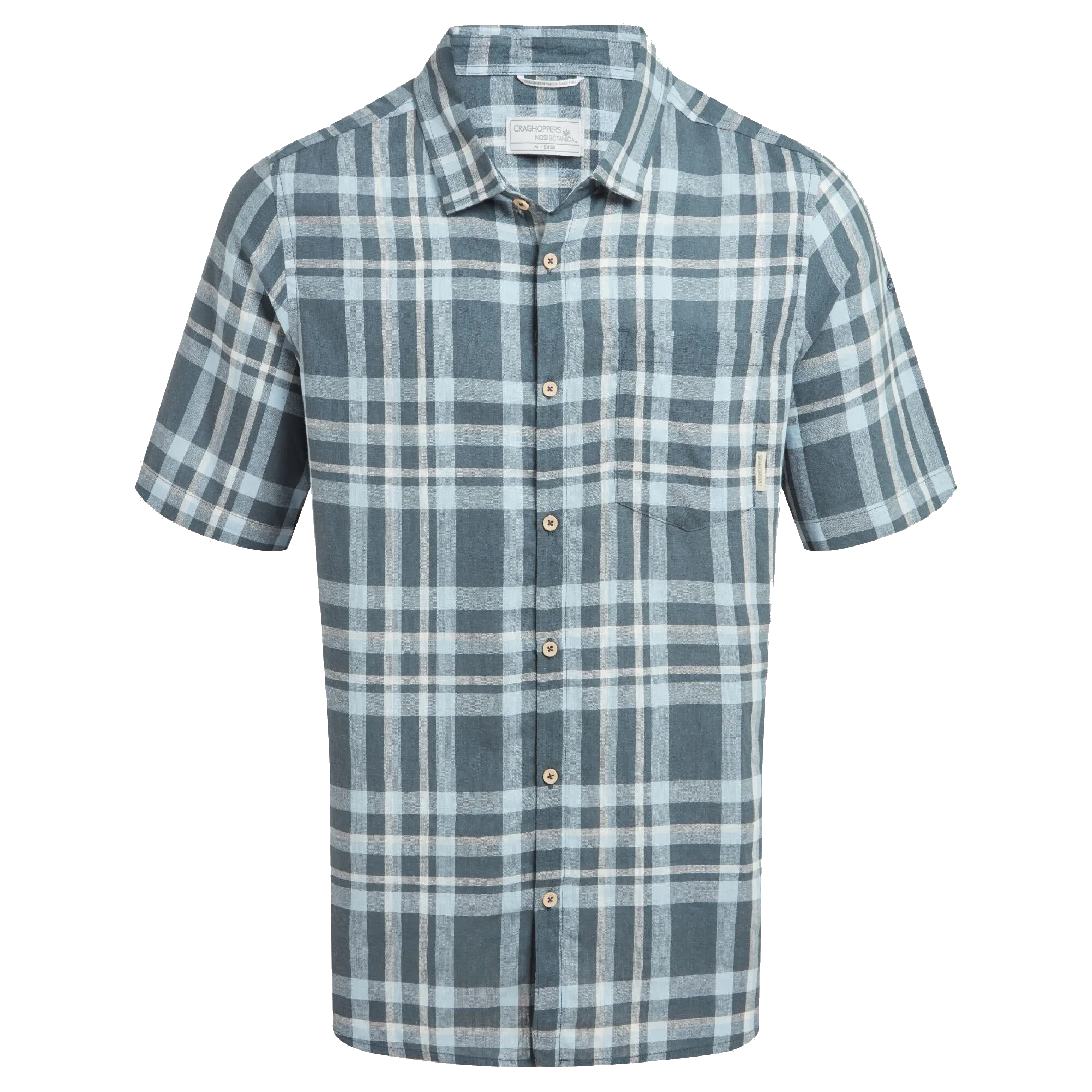 Craghoppers Men's Cartwright Short Sleeved Shirt, Blue Stone Check