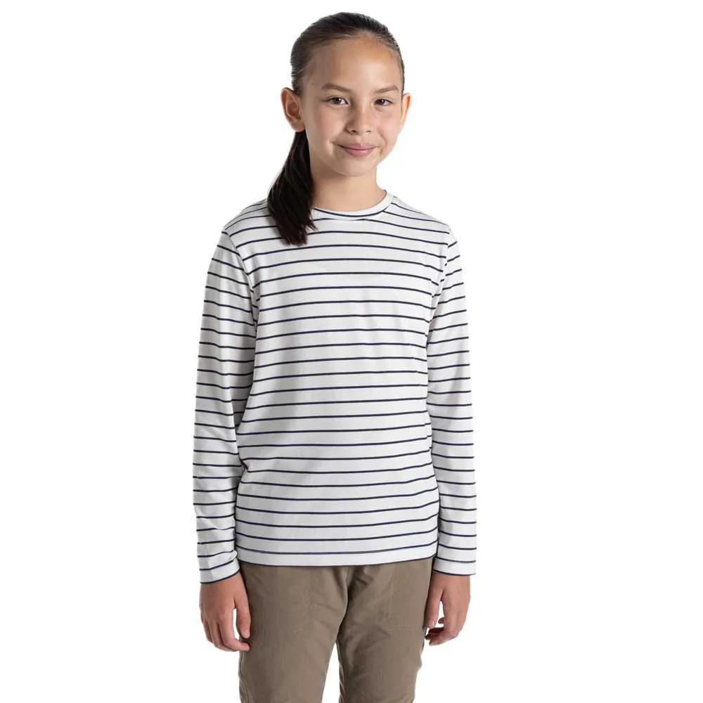 Craghoppers Nosilife Cruz T-shirt Med Lång ärm Refurbished, Blue navy stripe, 9-10Y