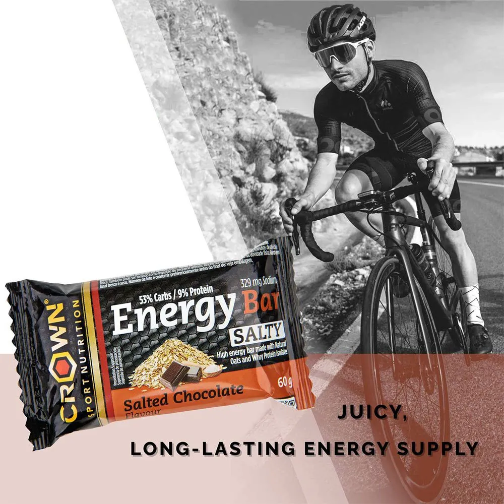Crown Sport Nutrition Energibar Låda Choklad Salt 60g 12 Enheter, Black / orange, One Size
