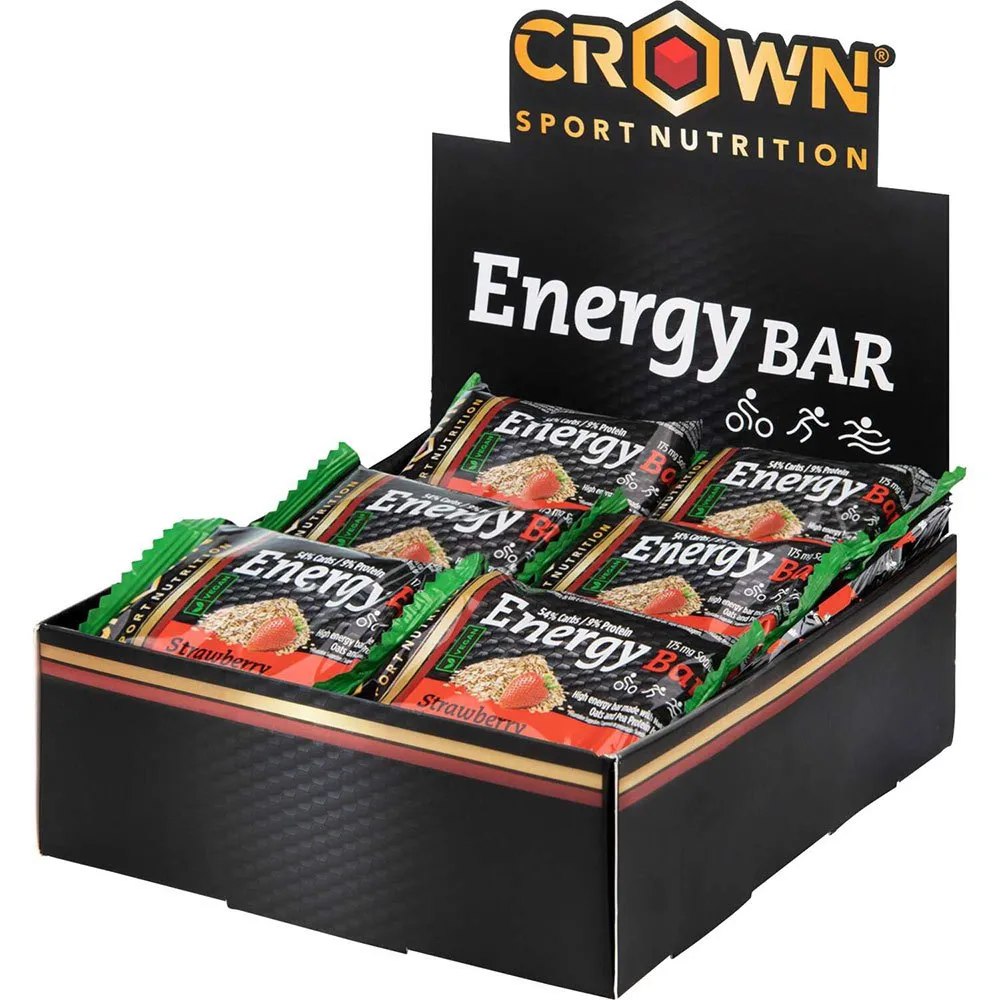 Crown Sport Nutrition Energibar Låda Jordgubbe 60g 12 Enheter, Black / red / green, One Size