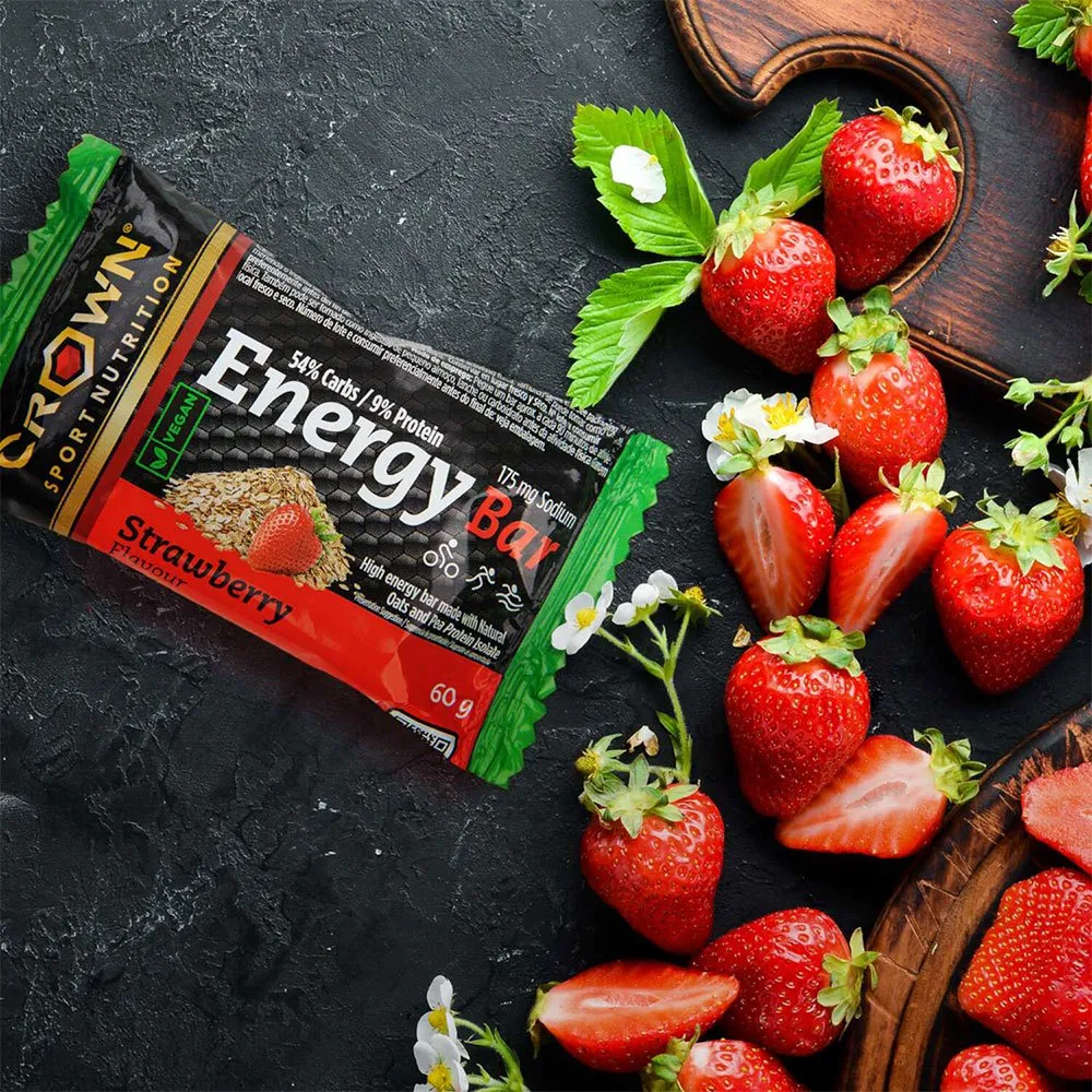 Crown Sport Nutrition Energibar Låda Jordgubbe 60g 12 Enheter, Black / red / green, One Size