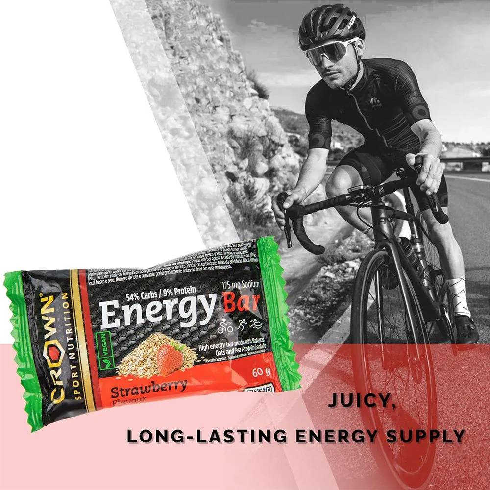 Crown Sport Nutrition Energibar Låda Jordgubbe 60g 12 Enheter, Black / red / green, One Size
