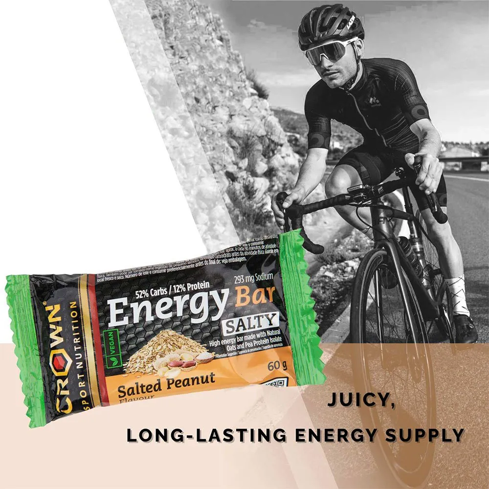 Crown Sport Nutrition Energibar Låda Saltad Jordnöt 60g 12 Enheter, Black / brown / green, One Size