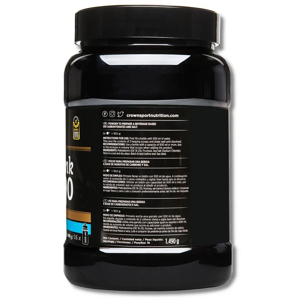 Crown Sport Nutrition Hyperdrink 90 Energidryckspulver Neutral Smak 1.49kg, Black, One Size