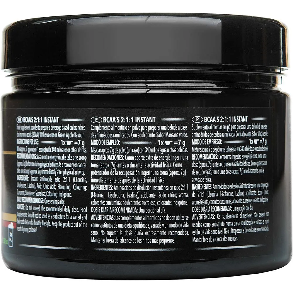 Crown Sport Nutrition Instant Bcaa-pulver Grönt äpple 210g, Black, One Size