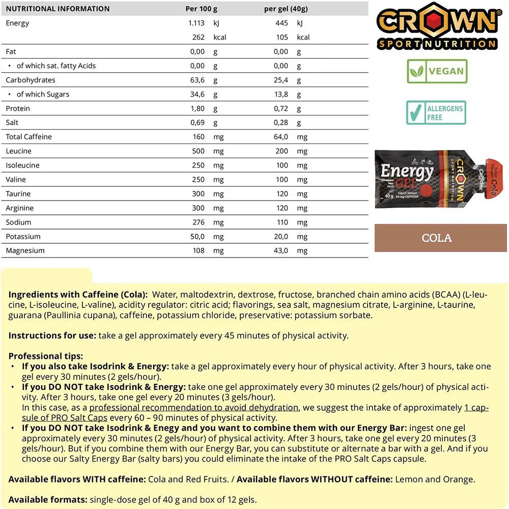 Crown Sport Nutrition Låda Med Energigeler 40g 12 Enheter