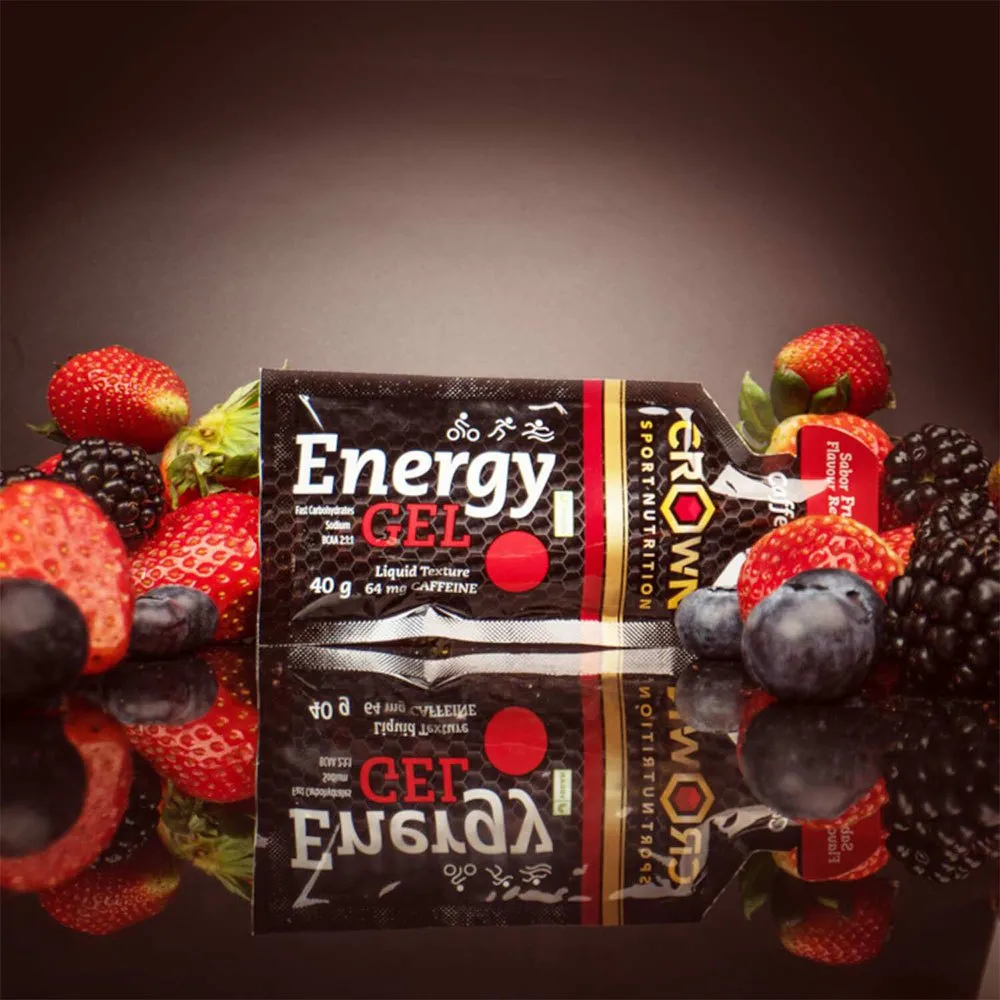 Crown Sport Nutrition Låda Med Energigeler Bär 40g 12 Enheter, Black / red, One Size