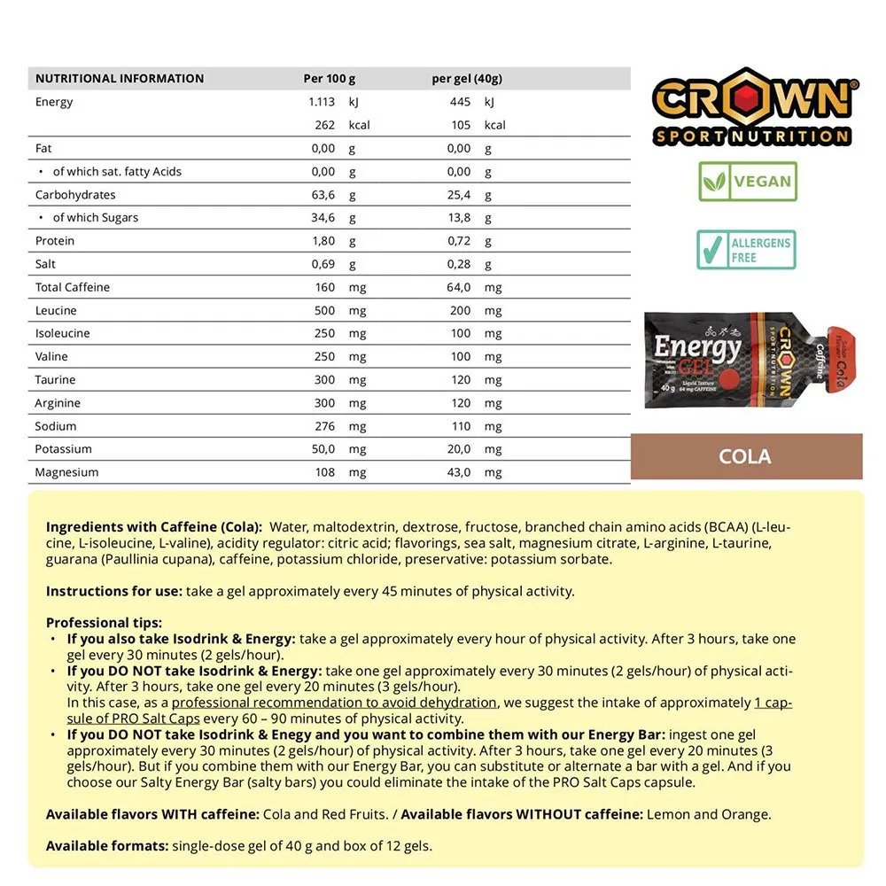 Crown Sport Nutrition Låda Med Energigeler Bär 40g 12 Enheter, Black / red, One Size