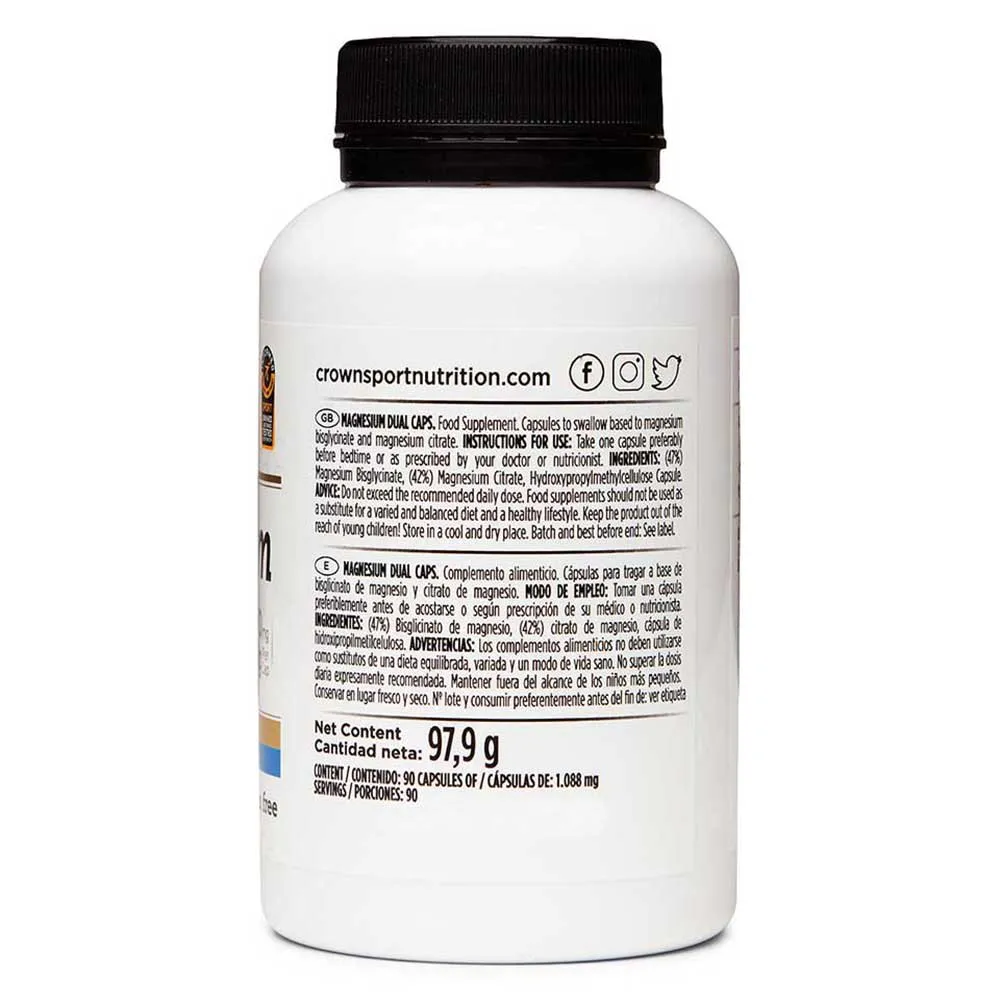 Crown Sport Nutrition Magnesium Dual Vegan Kapslar 90 Enheter, Multicolor, One Size