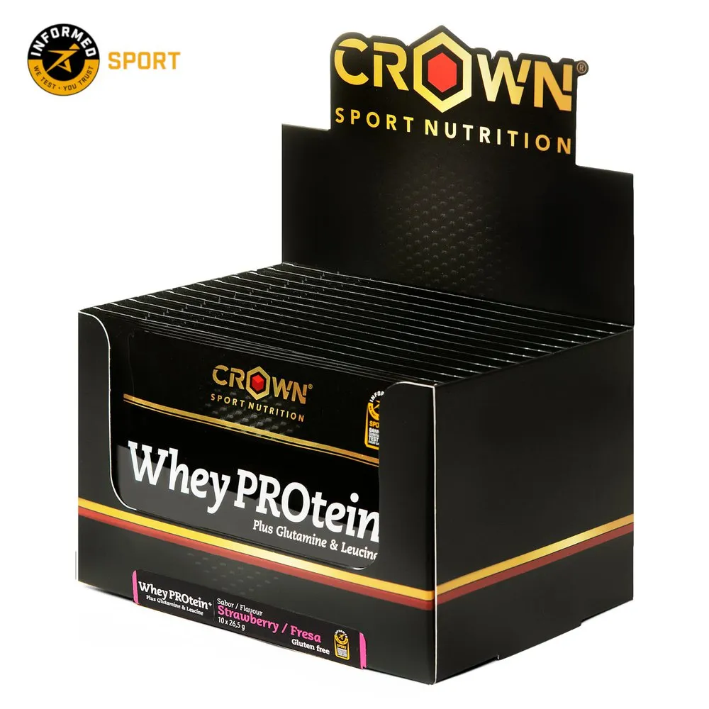 Crown Sport Nutrition Plus Vassleprotein Jordgubbe 26.5g 10 Enheter, Black, One Size