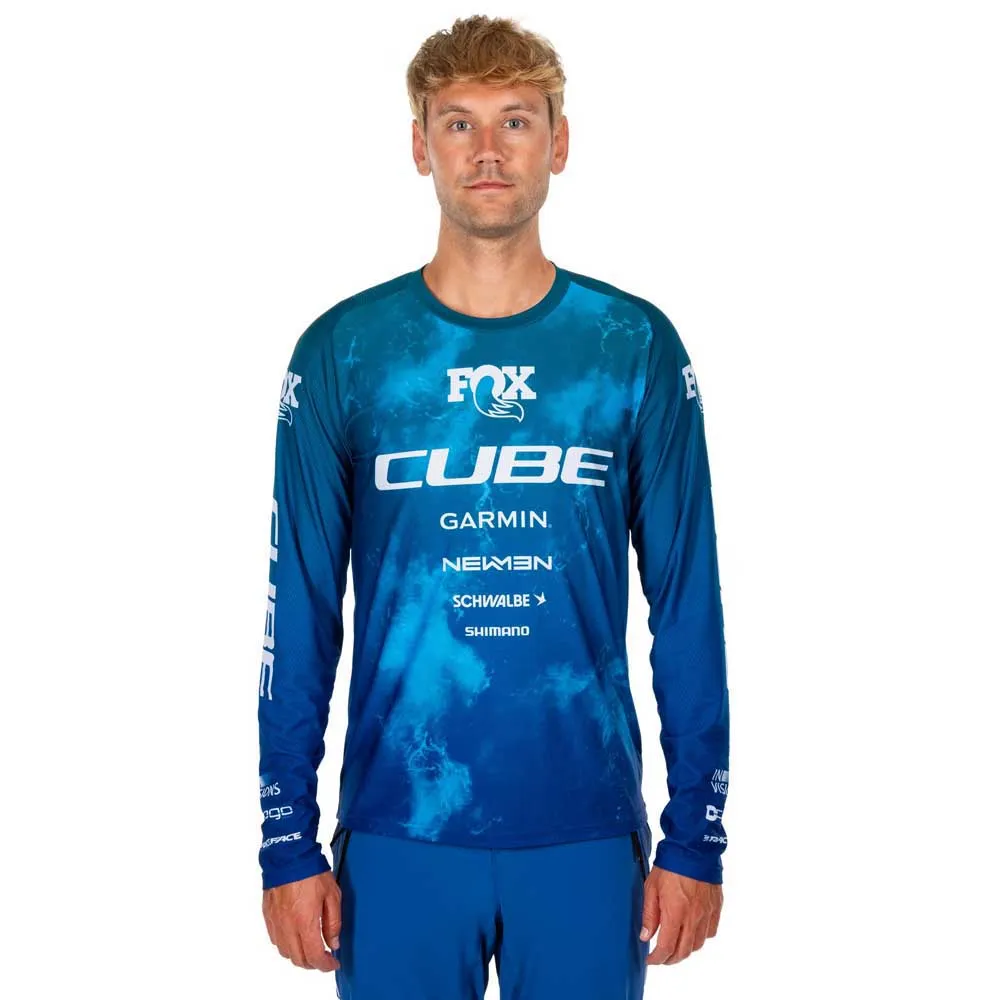 Cube Actionteam Långärmad Endurotröja, Blue / green, 3XL