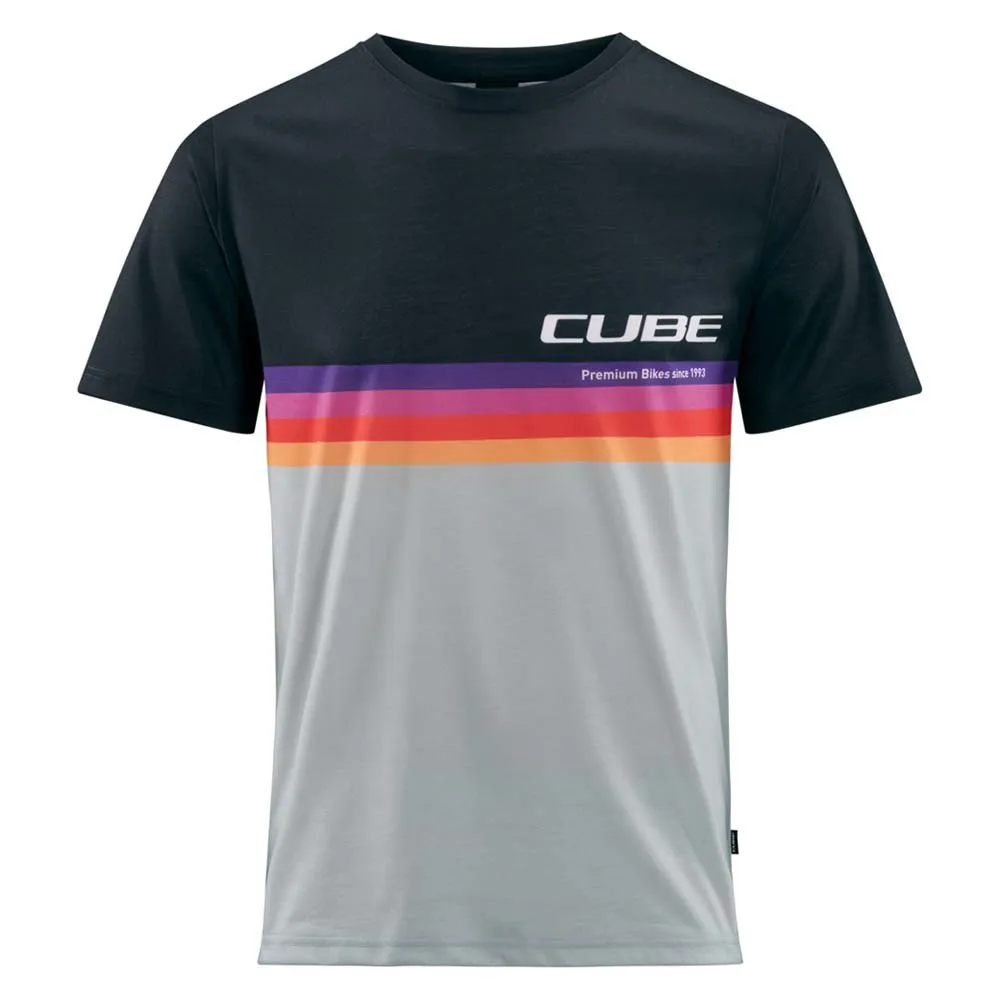 Cube Organic Logo Stripes T-shirt Med Korta ärmar, Grey melange / black, M