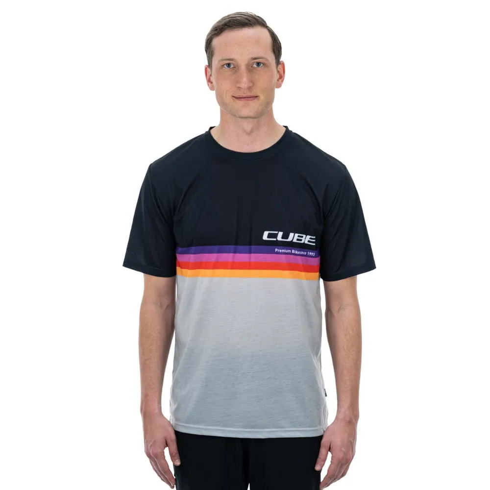 Cube Organic Logo Stripes T-shirt Med Korta ärmar, Grey melange / black, M
