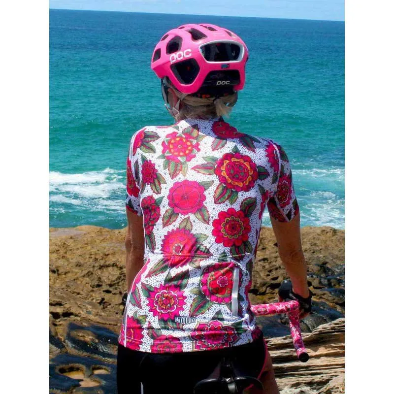 Cycology Cyco Floral Korta ärmar Cykeltröja, Pink / White, XS