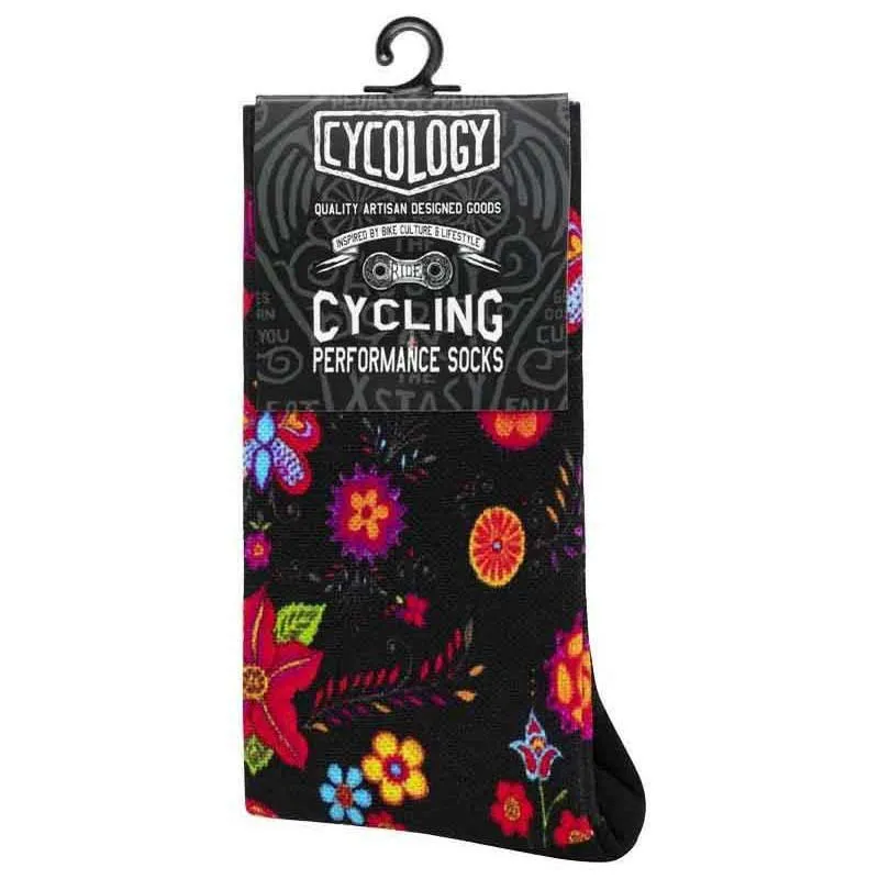 Cycology Frida Strumpor, Black floral Cycology Frida Strumpor, Black floral