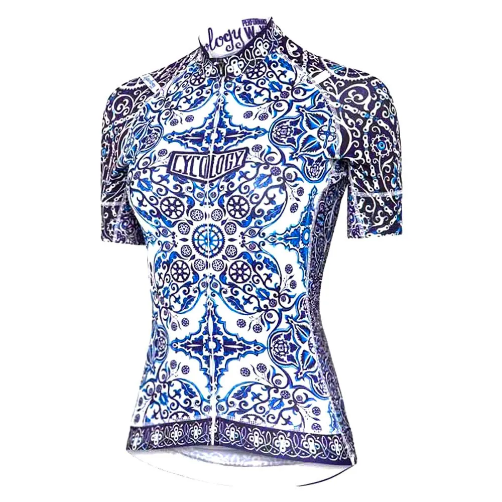 Cycology Majolica Korta ärmar Cykeltröja, Blue / white, XS