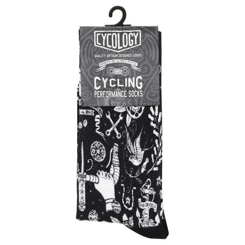 Cycology Velo Tattoo Strumpor, Black Cycology Velo Tattoo Strumpor, Black