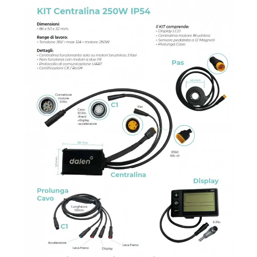 Dalen Kontrollenhet + Display + Sensor 250w, Multicolor, One Size