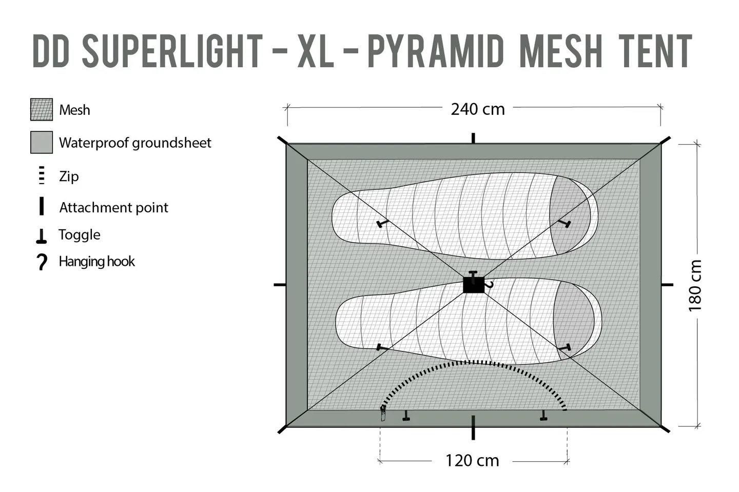 DD Hammocks SL XL Mesh Pyramide Tält