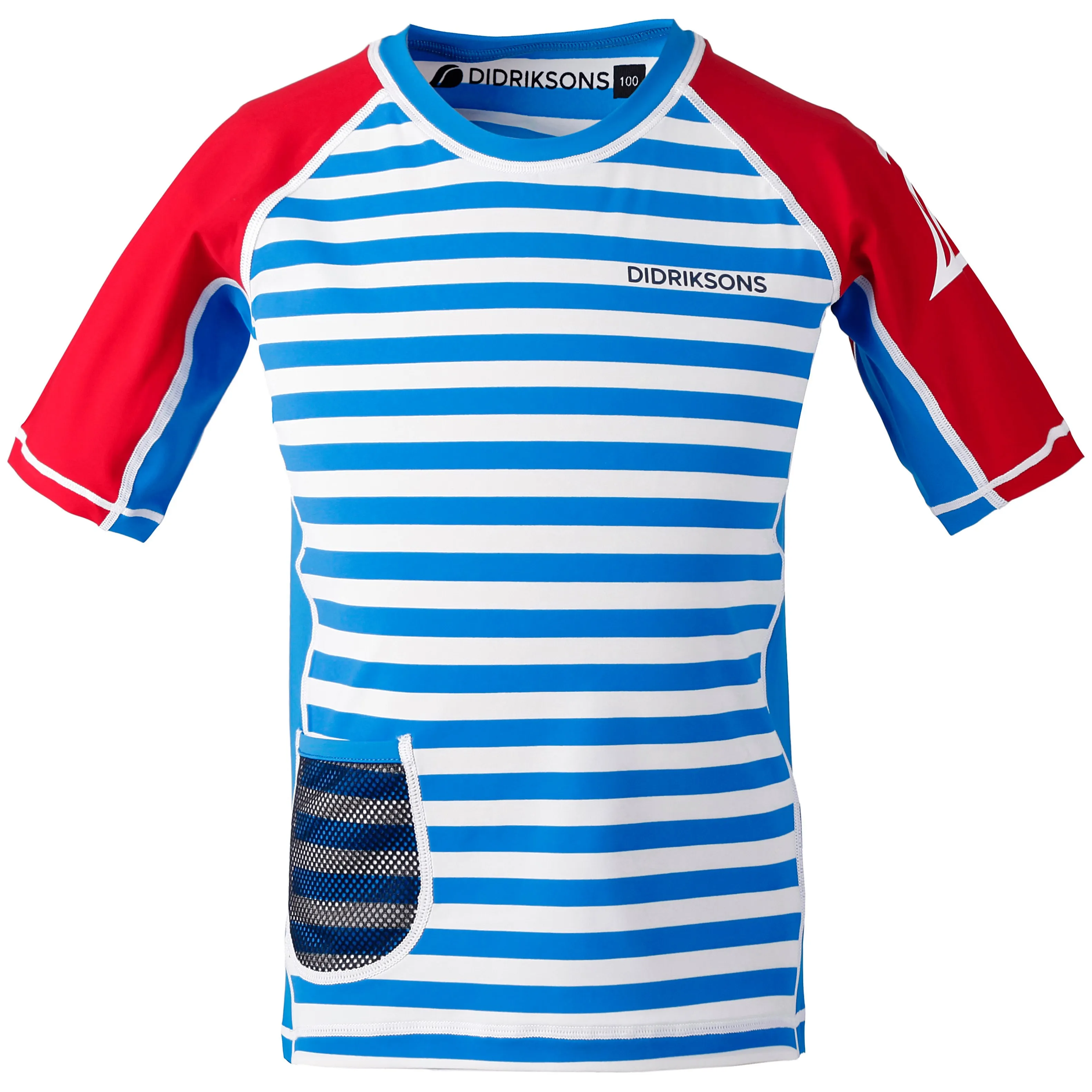 Didriksons Kids' Surf SS UV Top, Malibu Blue Simple Stripe, 80