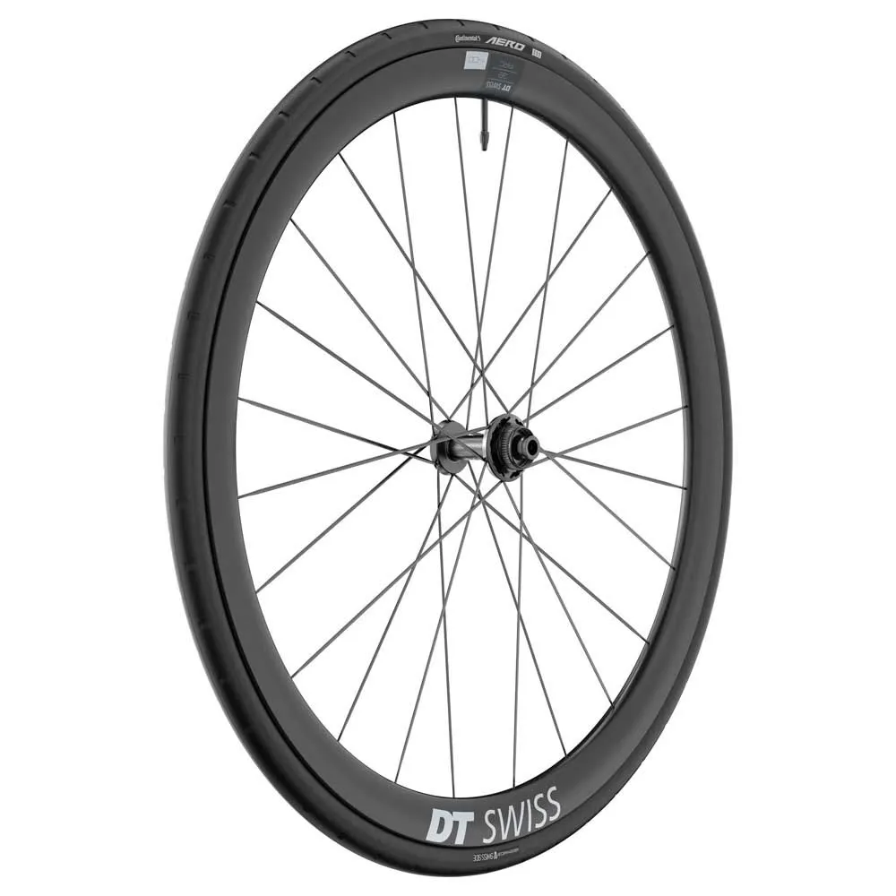 DT Swiss Arc 1400 Dicut 38 Disc Cl Tubeless + Continental Aero 111 700 X 26 Framhjul För Landsvägscykel, Black, 12 x 100mm